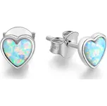 AGATO Stříbrné srdíčkové náušnice se syntetickým opálem AGUP1185