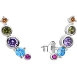 AGATO Podélné stříbrné náušnice s barevnými zirkony AGT-E255PC