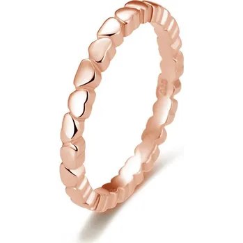 Prsten AGATO Minimalistický růžově pozlacený prsten se srdíčky AGG344-ROSE Velikost: 54 (2 g)
