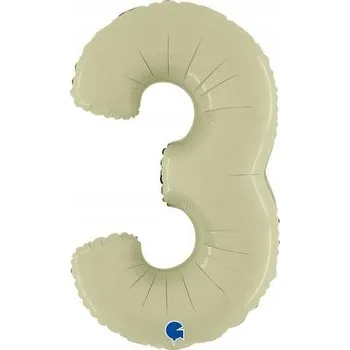 Balónek Fóliový Balónek Číslice 3, Saténová Olivová, 66 cm Gr