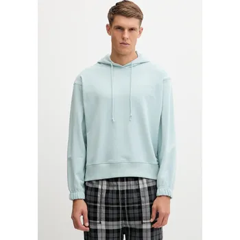 Pánská mikina Mikina Calvin Klein Underwear pánská, modrá barva, s kapucí, hladká, LV00NM2930 06X, vel. L