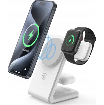 Pouzdro na mobilní telefon Crong MagSpot Pivot Stand - Bezdrátová nabíječka 3v1 s MagSafe pro iPhone