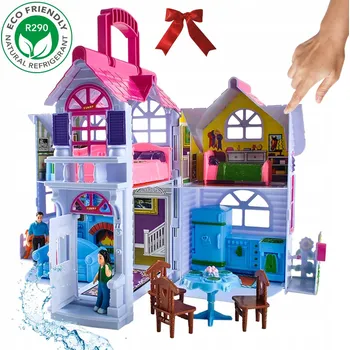 Domeček pro panenku Domeček pro panenky Kruzzel pro děti na hraní, domeček pro panenky s nábytkem, rozkládací, přenosný, 28,5 cm