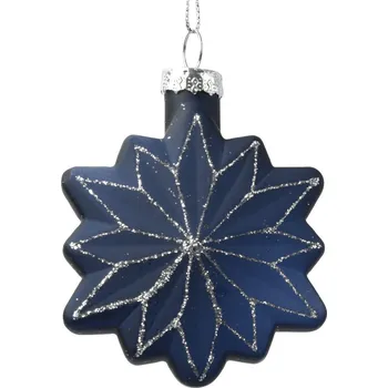 Vánoční dekorace Vánoční Koule – sněhová vločka, tmavě modrá