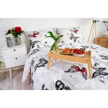 Povlečení Ložní povlečení krepové Stanex motýl bílý (LS186), 140 x 200 + 90 x 70, Zip