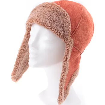 Čepice Splus Kožešinová ušanka z ovčiny DU14 oranžová velurová Velikost: 56/57 cm