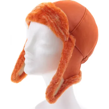 Čepice Splus Dětská kožešinová ušanka z ovčiny DU08 oranžový napalan Velikost: 51 - 53 cm