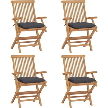Zahradní židle s antracitovými poduškami 4 ks masivní teak IM_3065632