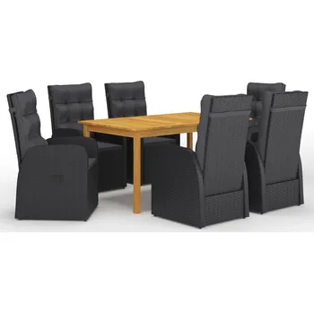 Zahradní sestava 7dílný zahradní jídelní set černý IM_3067813