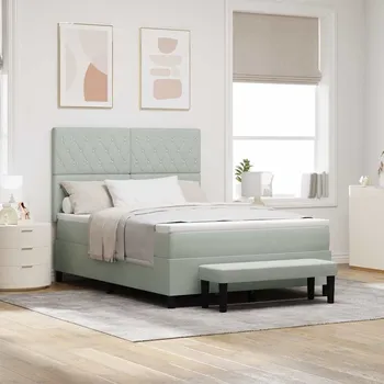 Postel Postel s boxspringem s matrací Světle šedá 140 x 190 cm samet IM_3344444