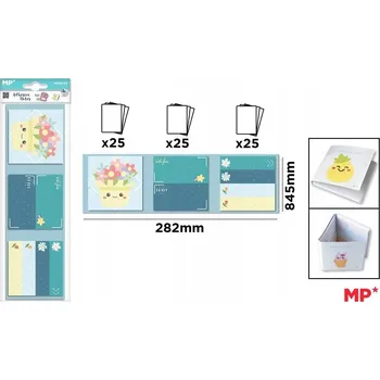 MINI NOTES SAMOLEPÍCÍ KARTIČKY ZÁPISNÍK DO ŠKOLY ZÁPISNÍK NOTES KVĚTINA