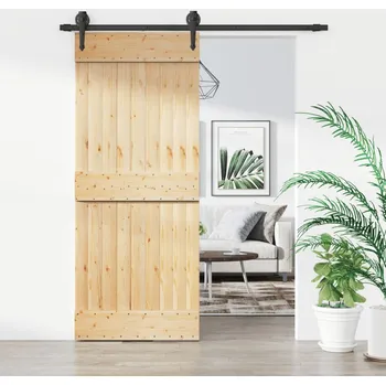 Interiérové dveře Posuvné dveře s kováním 85 x 210 cm masivní borové dřevo IM_3203201