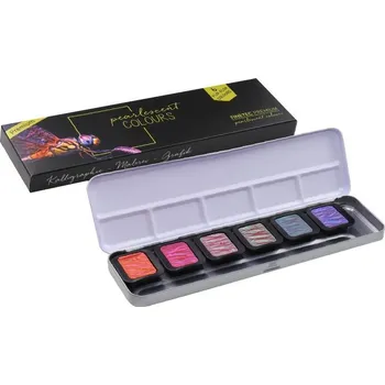 Vodová barva Finetec Sada tyrkysových perleťových a duhových akvarelových barev Flip-Flop Set - 6ks