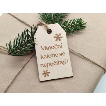 Dárková visačka Visačka na vánoční dárky „Vánoční kalorie se nepočítají!“ - D-decor