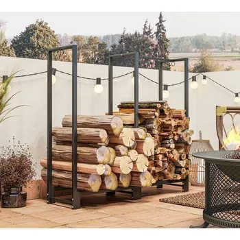 Stojan na palivové dřevo 123 x 32 x 115 cm | černý