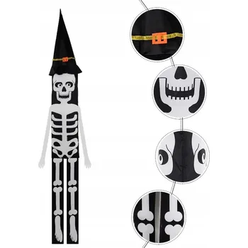 Party dekorace Halloweenská dekorace - Svítící duch Kostlivec Kostra 150 cm - Závěsná dekorace