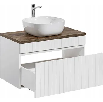 Šatní skříň Skříňka ICONIC WHITE 82-80-D-1S s umyvadlem Smile a deskou