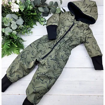 dívčí zimní kombinéza Kulišárny Zimní funkční SOFTSHELL rostoucí kombinéza s beránkem DINOSAUR VELIKOST: 134-140