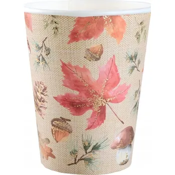 Party nádobí KELÍMKY PODZIM 270 ML 10 KS PAPÍROVÉ KELÍMKY PODZIMNÍ LISTY