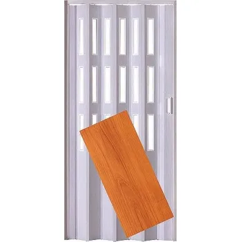 Interiérové dveře PETROMILA plastové shrnovací dveře LUCIANA třešeň PROVEDENÍ: TŘI ŘADY PROSKLENÍ, ŠÍŘKA: 88,5cm 2359/88/T