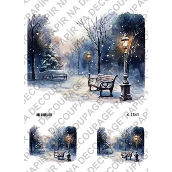 Výtvárné potřeby Rýžový a soft papír na decoupage - Zima v parku - KB2541 Materiál: Rýžový papír, Rozměr: A4