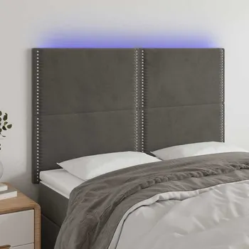 Ložnice Čelo postele s LED tmavě šedé 144x5x118/128 cm samet IM_3122333