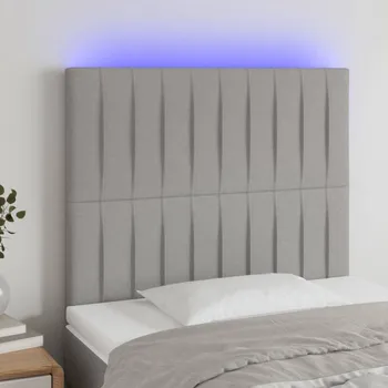 Čelo postele s LED světle šedé 80x5x118/128 cm textil IM_3122636