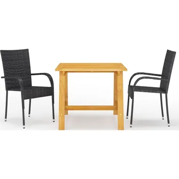 Zahradní sestava 3dílný zahradní jídelní set černý IM_3068698