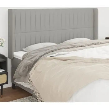 Čelo postele typu ušák světle šedé 163x16x118/128 cm textil IM_3119824