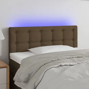 Čelo postele s LED tmavě hnědé 90x5x78/88 cm textil IM_3122031
