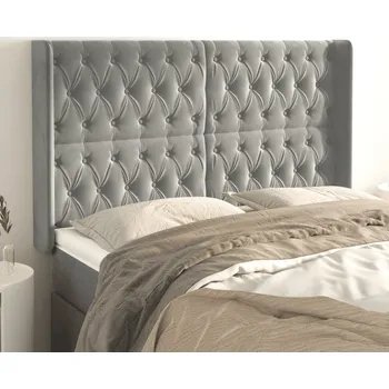 Čelo postele typu ušák světle šedé 163x16x118/128 cm samet IM_3119970