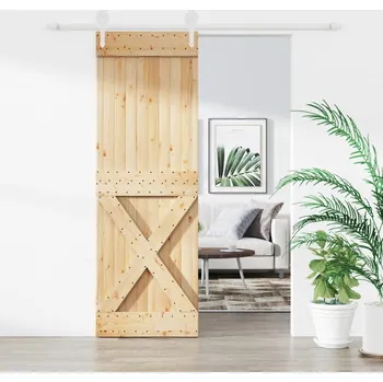 Interiérové dveře Posuvné dveře s kováním 70 x 210 cm masivní borové dřevo IM_3203266