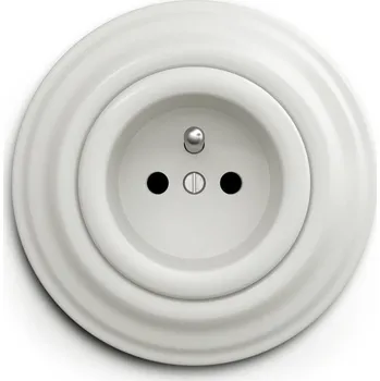 Elektrická zásuvka Kliklap - Retro zásuvka domovní s rámečkem 230V bílá