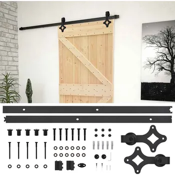 Interiérové dveře Posuvné dveře se setem kování 80 x 210 cm masivní borové dřevo IM_3057487