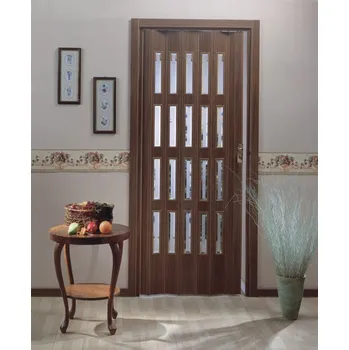 Interiérové dveře Plastové shrnovací dveře PETROMILA odstín TMAVÝ OŘECH ROZMĚR: 74,5x200cm 2929/74-