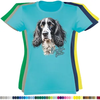 Dámské tričko damske-levne-bavlnene-tricko-digitalni-potisk-anglicky-setr Barva: Turquoise - tyrkysová, velikost: S