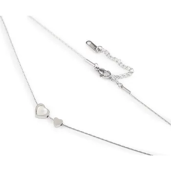 Náhrdelník Náhrdelník z nerezové oceli srdce s perletí, barva 2 platina