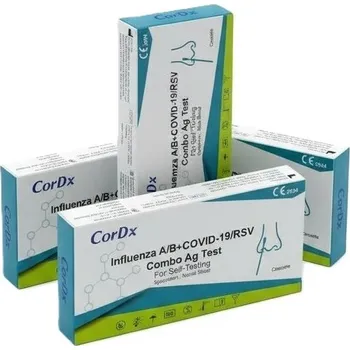 Diagnostický test Karton 100ks - CorDx - 4v1 Antigenní výtěrový test – RSV, Chřipka A+B a COVID-19
