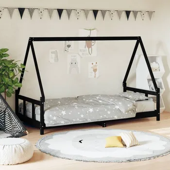 Dětská postel černá 90 x 190 cm masivní borové dřevo IM_834464