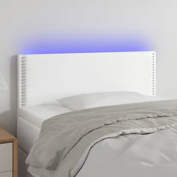 Čelo postele s LED bílé 100x5x78/88 cm umělá kůže IM_3121557