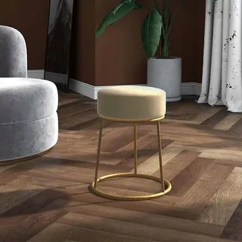 Stolička Kulatý stolička, tmavě šedá, potažená sametem