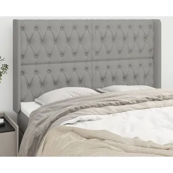 Čelo postele typu ušák světle šedé 147x16x118/128 cm textil IM_3119914