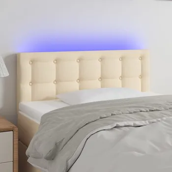 Čelo postele s LED krémové 80 x 5 x 78/88 cm textil IM_3122025