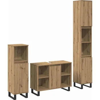 Koupelnový nábytek Sada koupelnového nábytku 3 pcs Hnědá Kompozitní dřevo IM_3378511