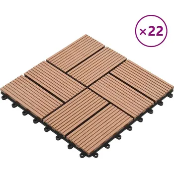 Terasové prkno 22 ks terasové dlaždice 30 x 30 cm 2 m² WPC hnědé IM_277806