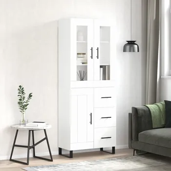 Příborník do zásuvky Skříň highboard bílá 69,5 x 34 x 180 cm kompozitní dřevo IM_3198681