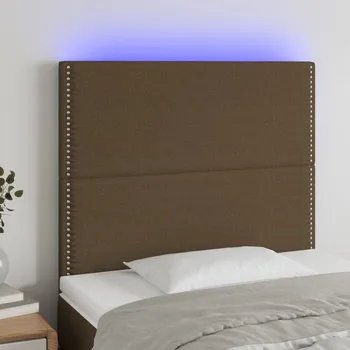 Čelo postele s LED tmavě hnědé 90x5x118/128 cm textil IM_3122269