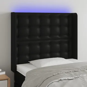 Čelo postele s LED černé 103 x 16 x 118/128 cm umělá kůže IM_3124132