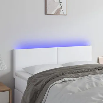 Čelo postele s LED bílé 144x5x78/88 cm umělá kůže IM_3121423