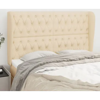 Čelo postele typu ušák krémové 147x23x118/128 cm textil IM_3118295